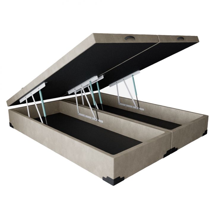 Cama Box Baú King 193 Bello Box - Suede Bege