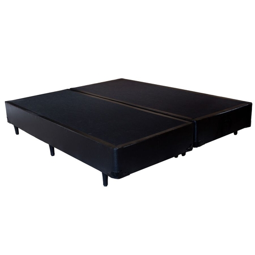 Cama Box Casal Bipartido Sintético Preto ...