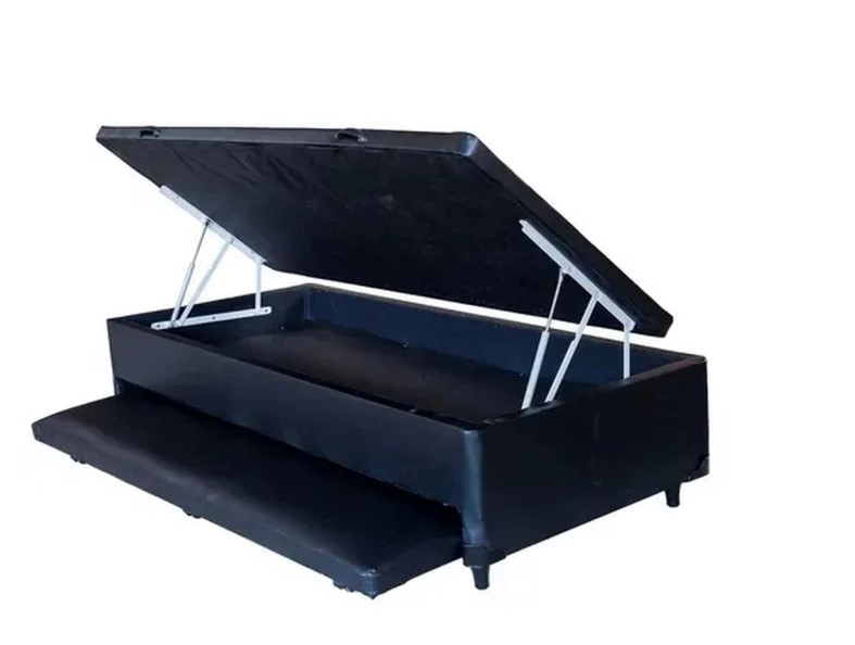 Cama Box Baú Solteiro Com Auxiliar Sintét...