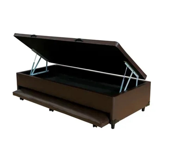 Cama Box Baú Solteiro Com Auxiliar Sintét...