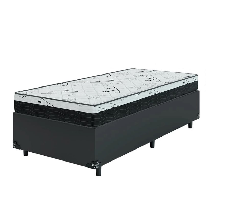 Cama Box Solteiro 88 Sintético Preto com ...