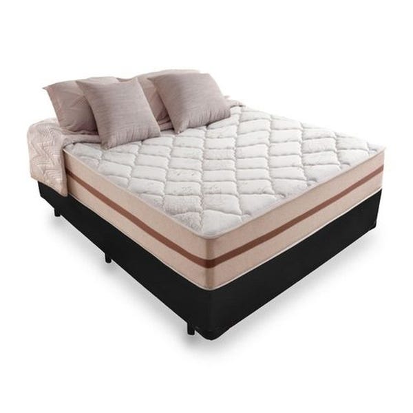 Cama Box Casal Tecido Sintético Preto com...