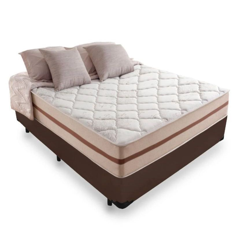 Cama Box Casal Tecido Sintético Marrom co...