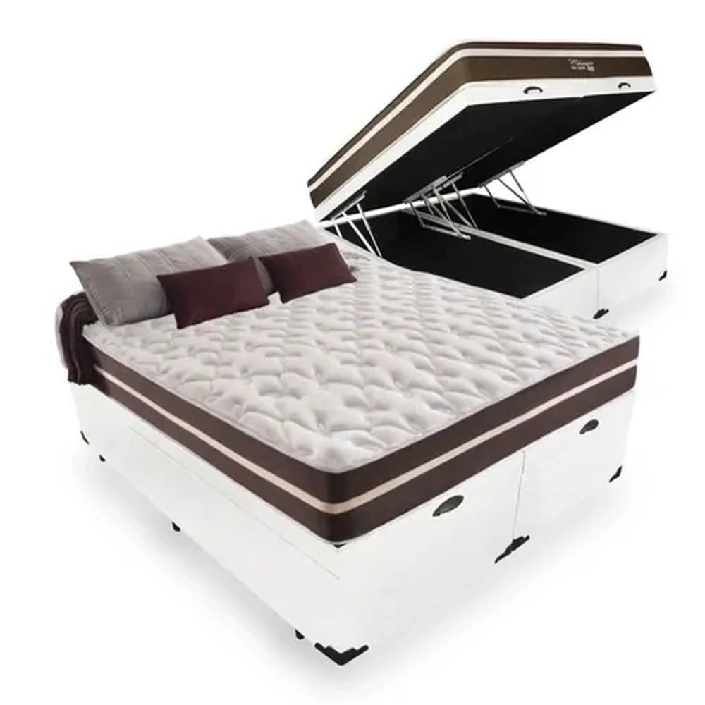Cama Box Baú Queen 158 Tecido Sintético B...