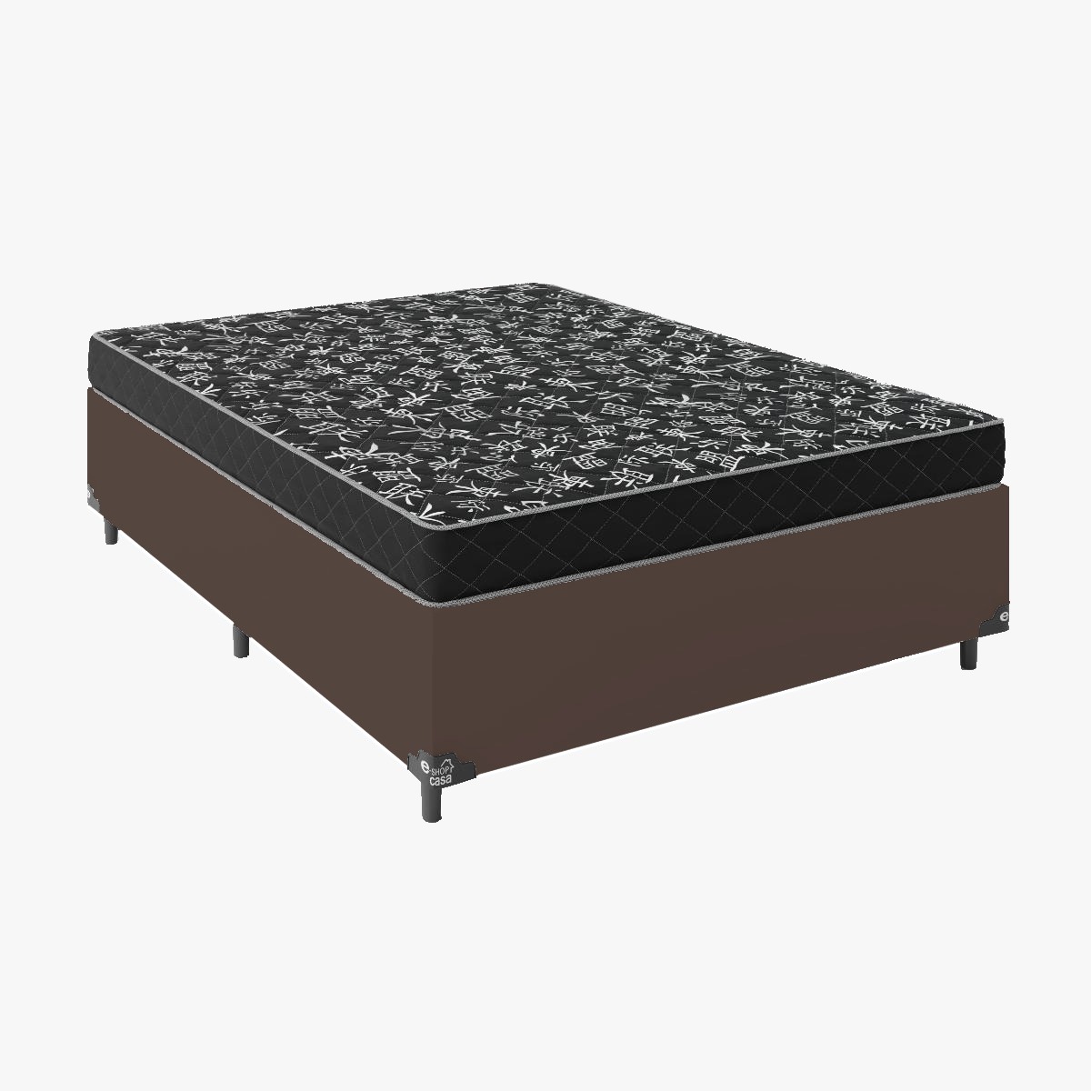 Cama Box Casal Tecido Sintético Marrom co...