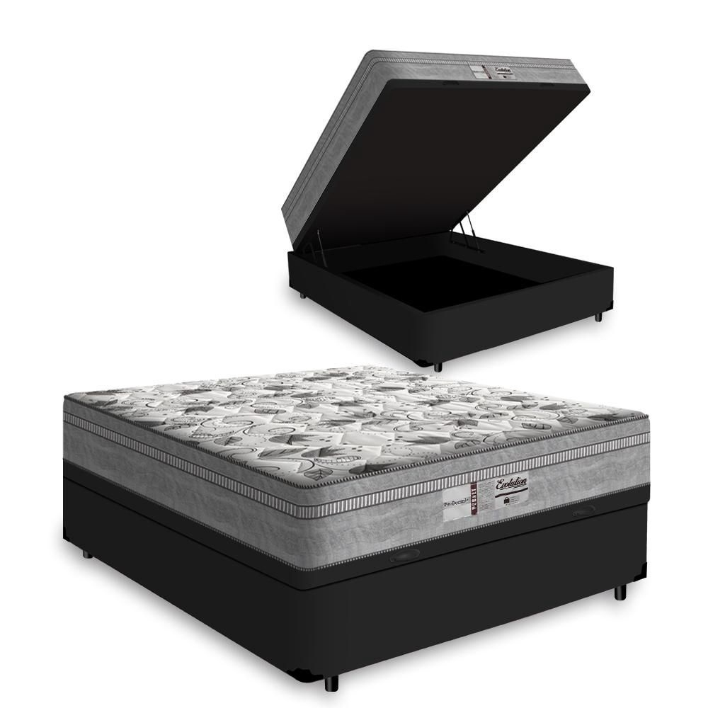 Cama Box Baú Viúva Tecido Sintético Preto...