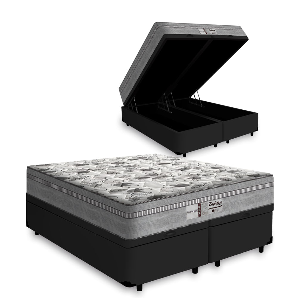 Cama Box Baú King 193 Bipartido Tecido Si...