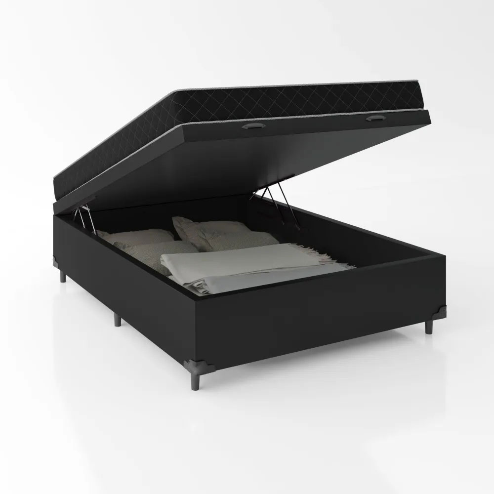Cama baú aberta com colchão espuma D20 12cm