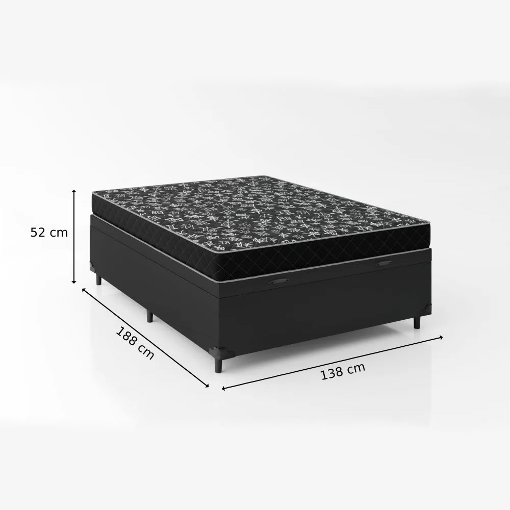 Cama baú com colchão espuma D20 12cm medidas
