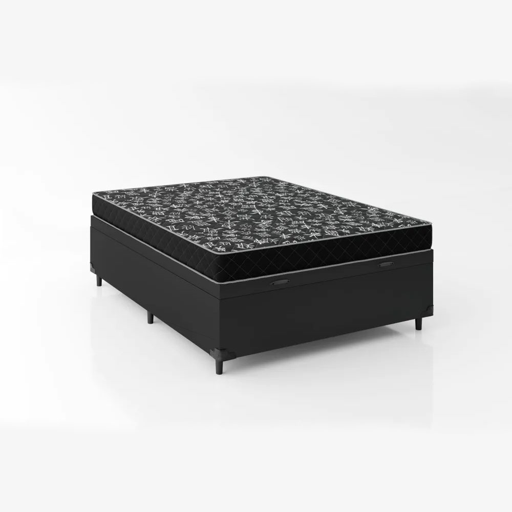 Cama baú fechada com colchão espuma D20 12cm medidas