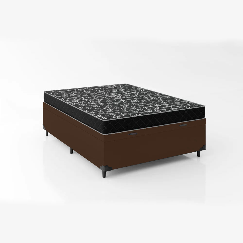 Cama baú fechada com colchão D20 12cm