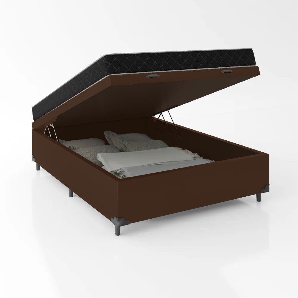 Cama baú aberta com colchão D20 12cm