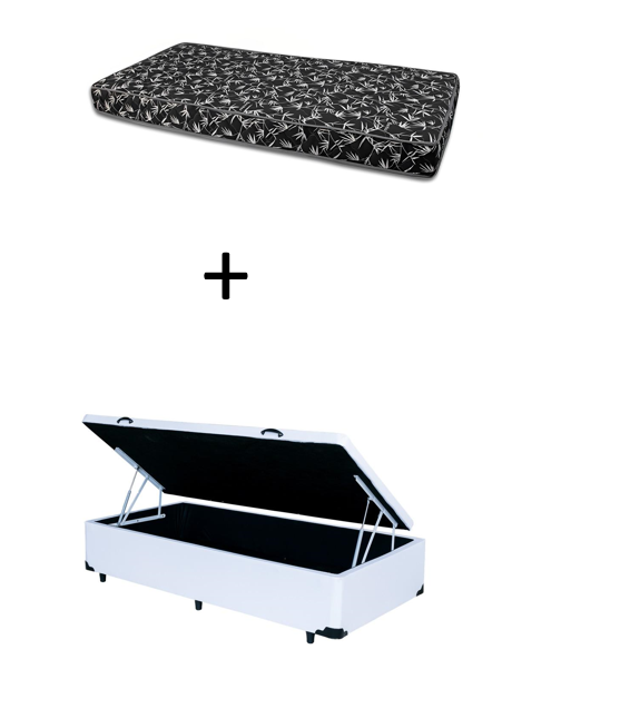 Cama Box Baú Solteiro 88 - Bello Box Teci...