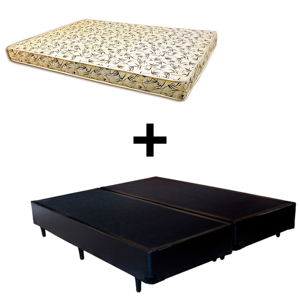 Cama Box Queen - Tecido Sintético Preto C...