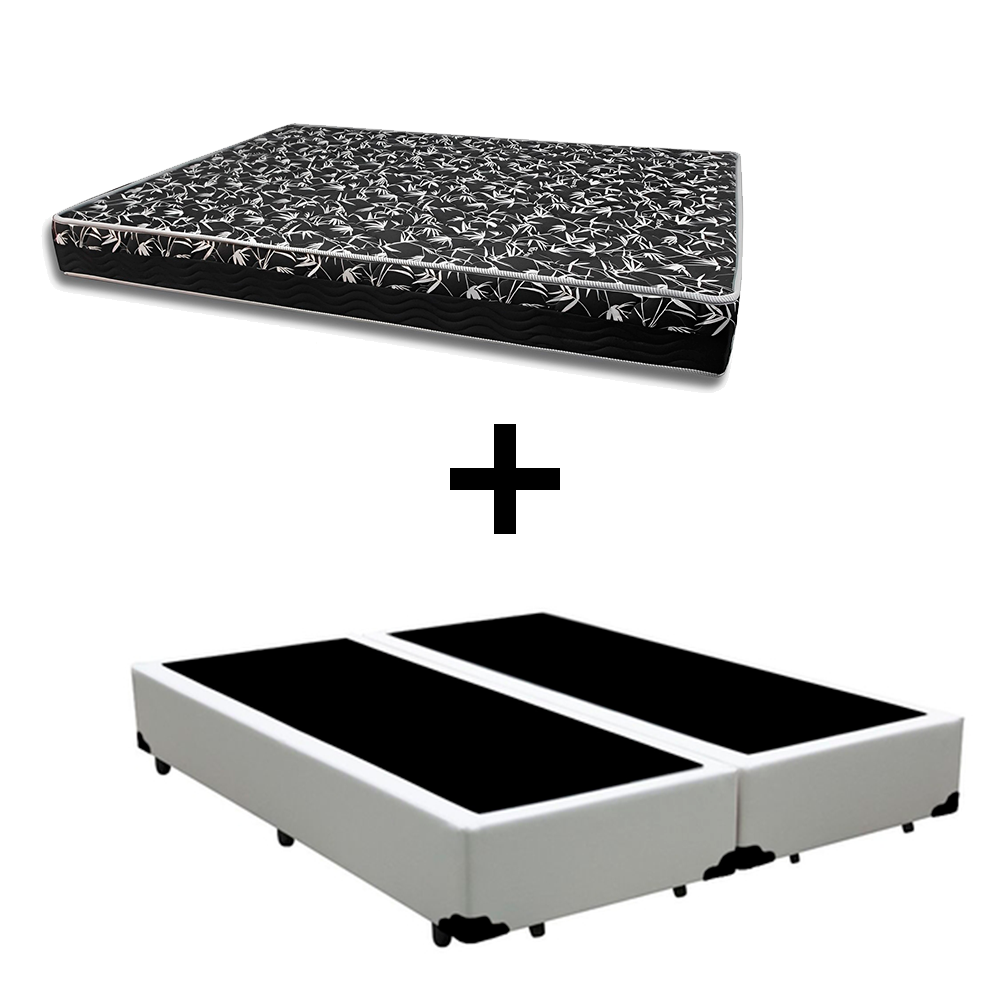 Cama Box King 193 Tecido Sintético Branco...