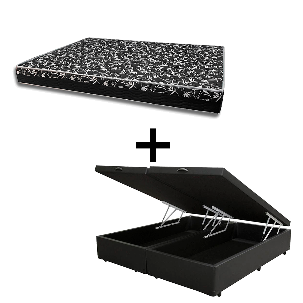 Cama Box Baú King 193 Tecido Sintético Pr...