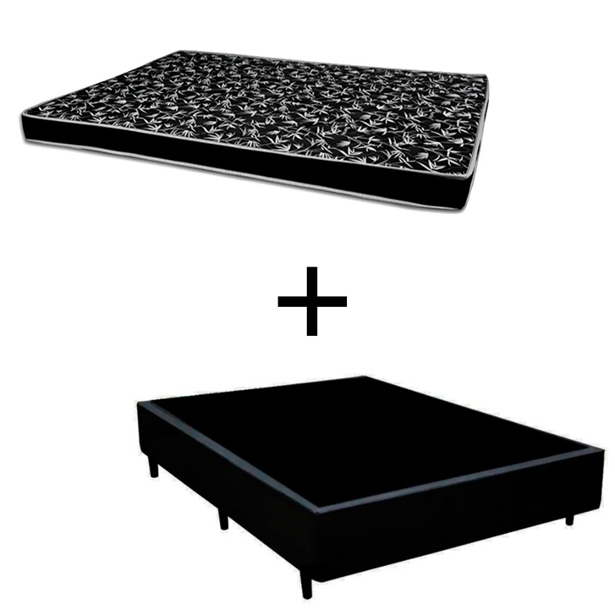 Cama Box Viúva 128 Tecido Sintético Preto...