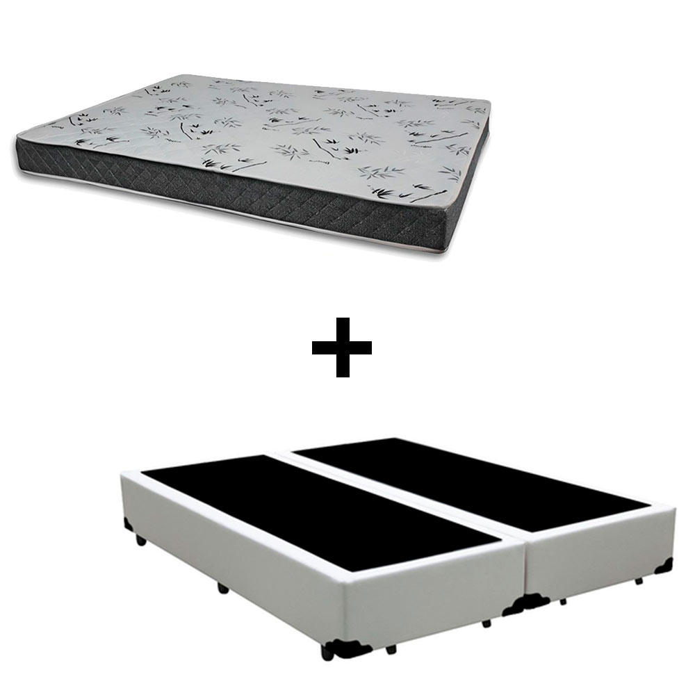 Cama Box King 193 Tecido Sintético Branco...