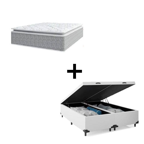 Cama Box Baú King 193 Tecido Sintético Br...
