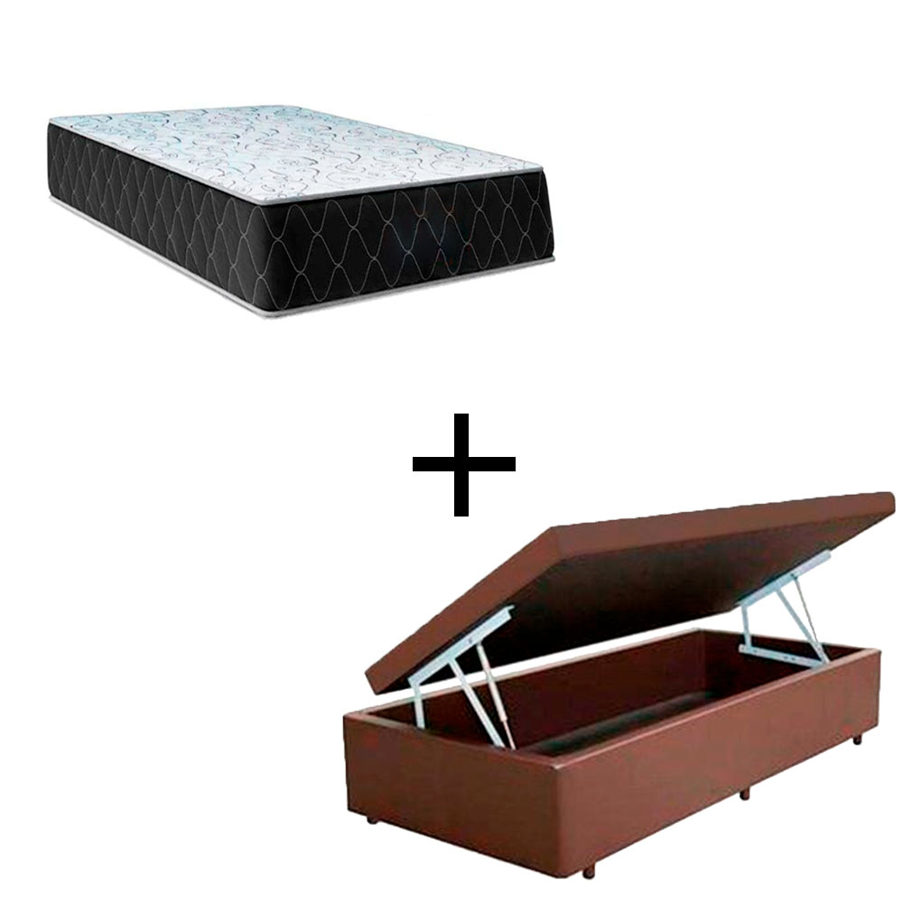 Cama Baú Solteiro 88 Tecido Sintético Mar...