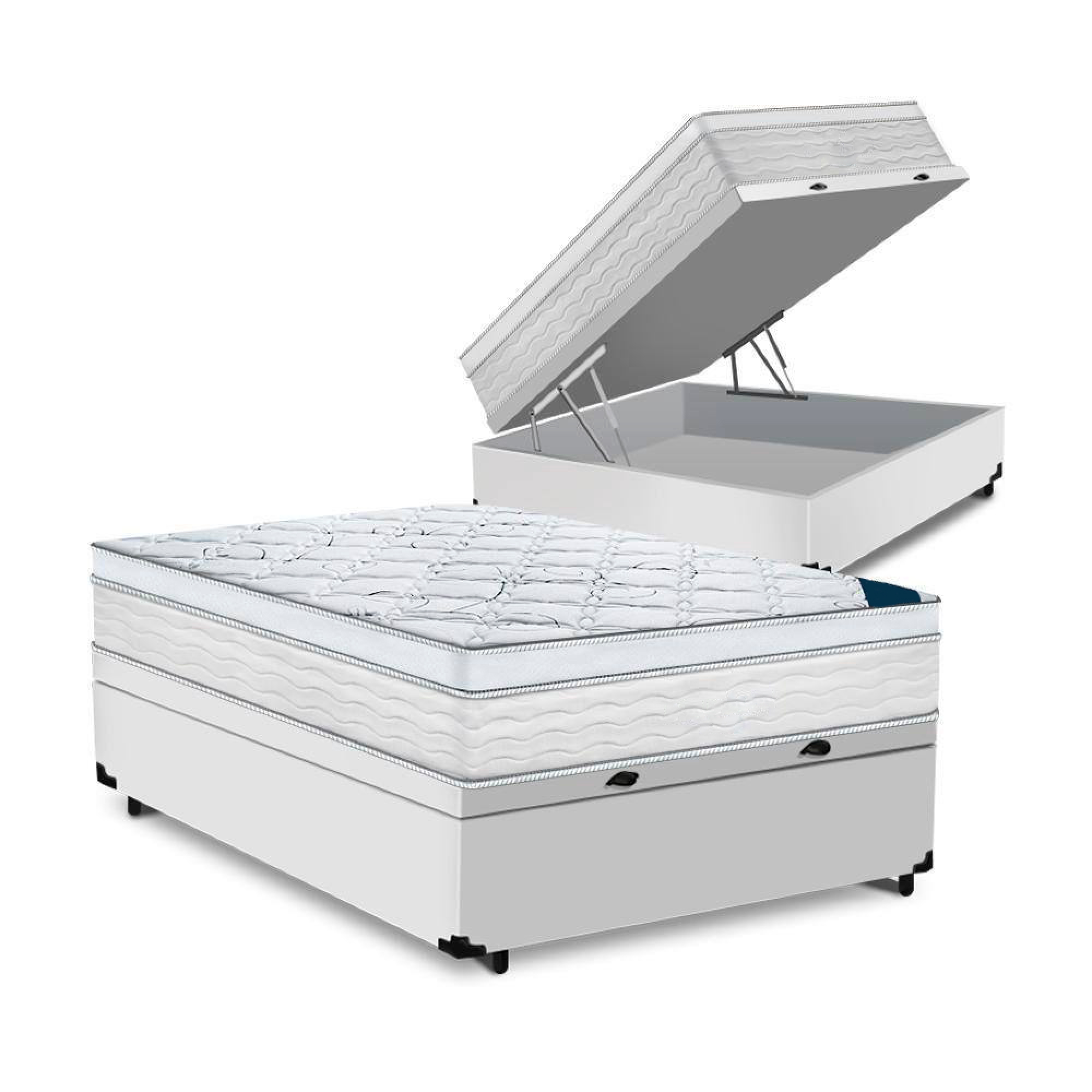 Cama Box Baú Casal Tecido Sintético Branc...