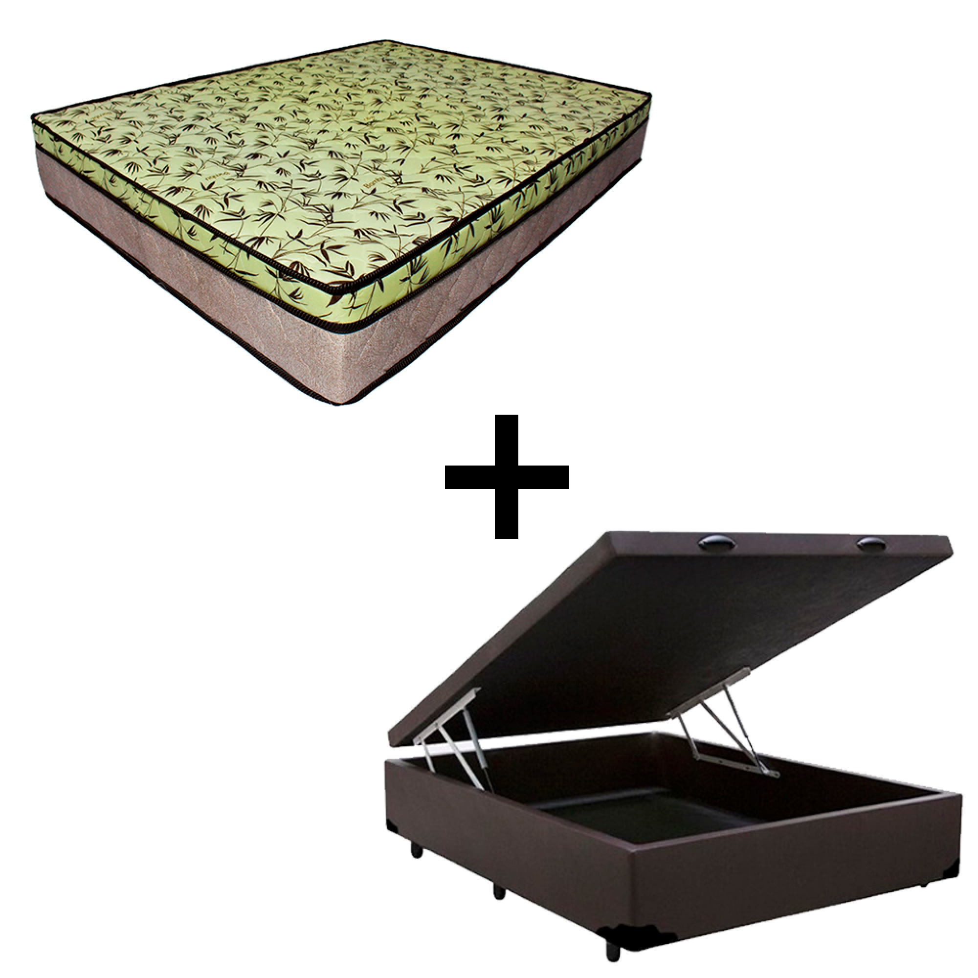 Cama Baú Casal 138 Tecido Sintético Marro...