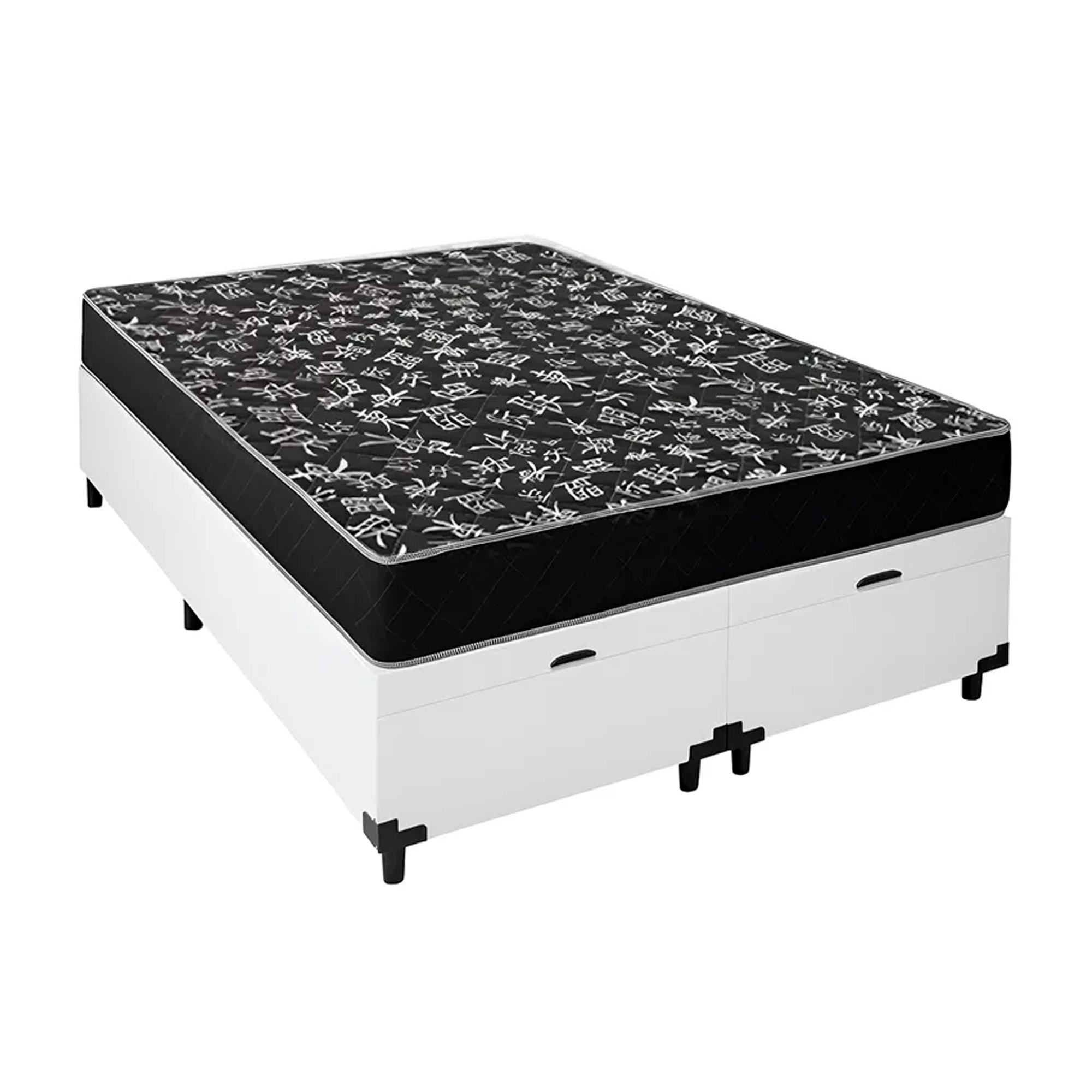 Cama Baú Queen 158 Tecido Sintético Branc...
