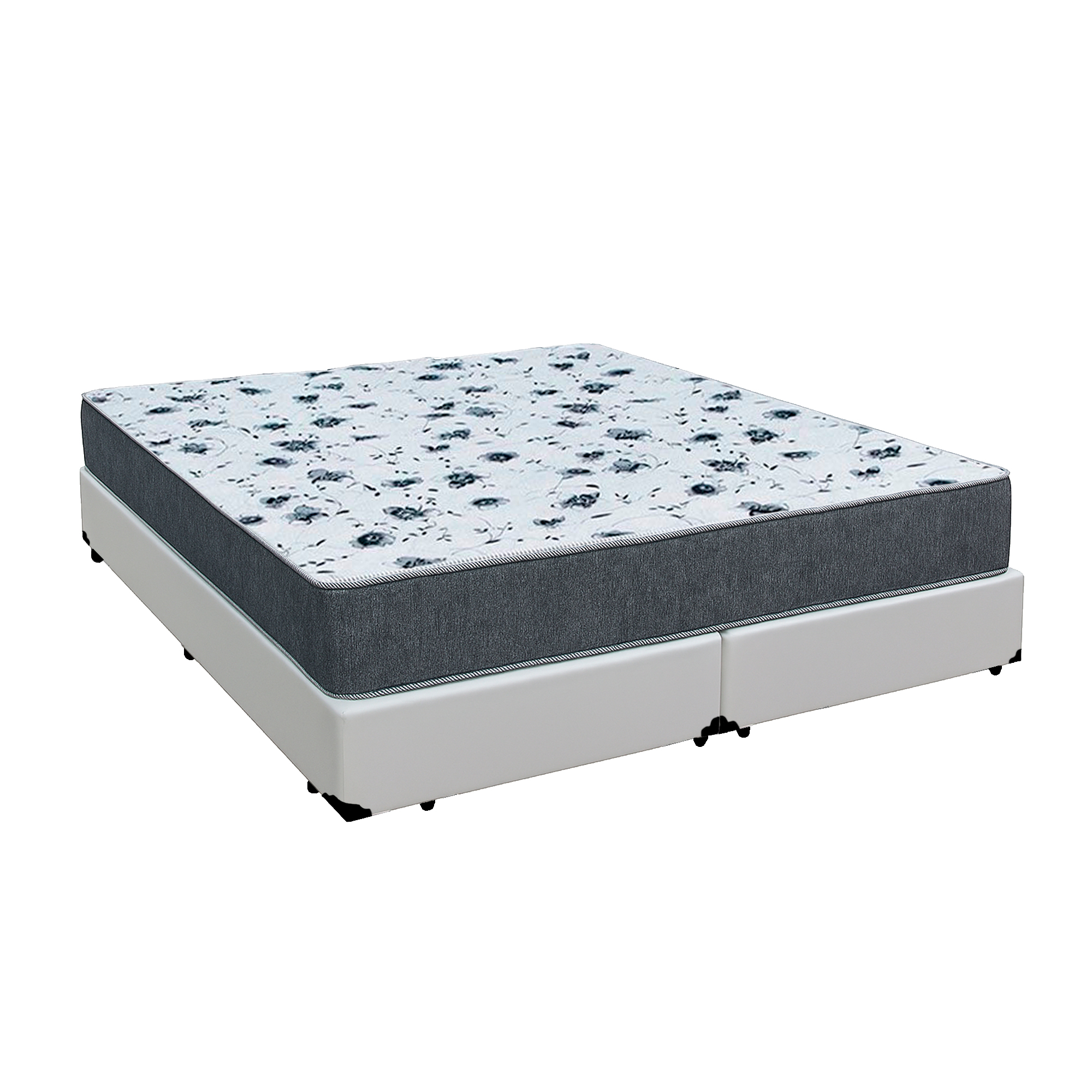 Cama Box King 193 Tecido Sintético Branco...