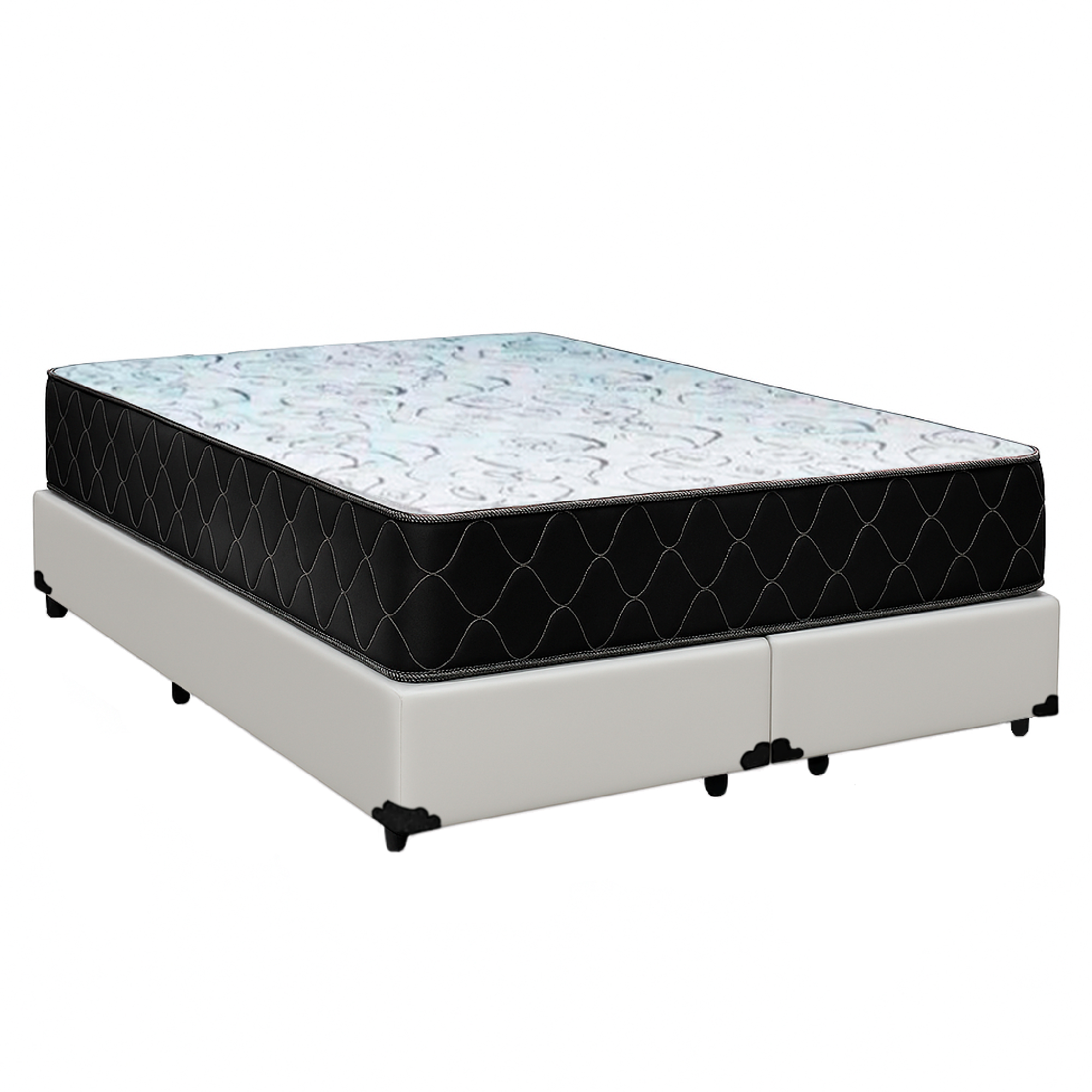 Cama Box King 193 Tecido Sintético Branco...