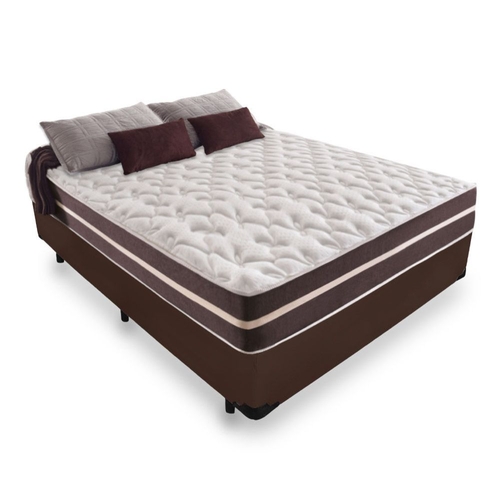 Cama Box Casal 138 Tecido Sintético Marro...